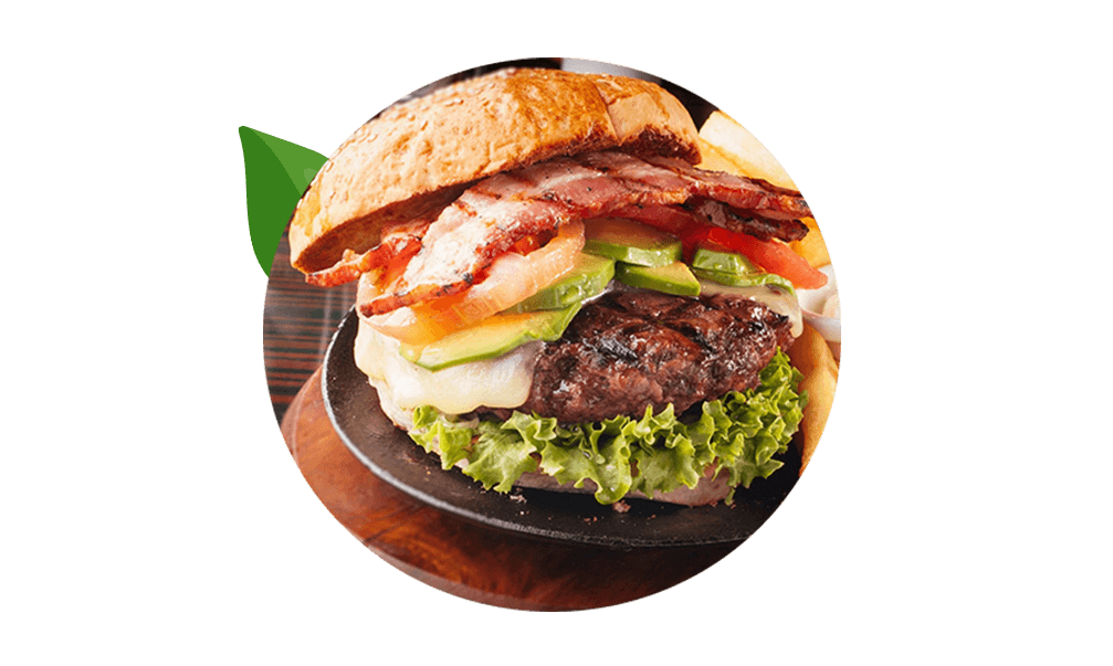 Bacon and avocado cheeseburger
