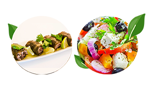 Stuffed grape leaves and Greek salad